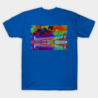 "Painted Water & Sky" - Michigan Fluid Art Lighthouse Series T-Shirt